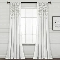 Brand new 🌟 Lush Decor Boho Pom Pom Tassel Linen Window Curtain Panel Single 52x84 🧨 -J. Queen shop unnamed file 1016