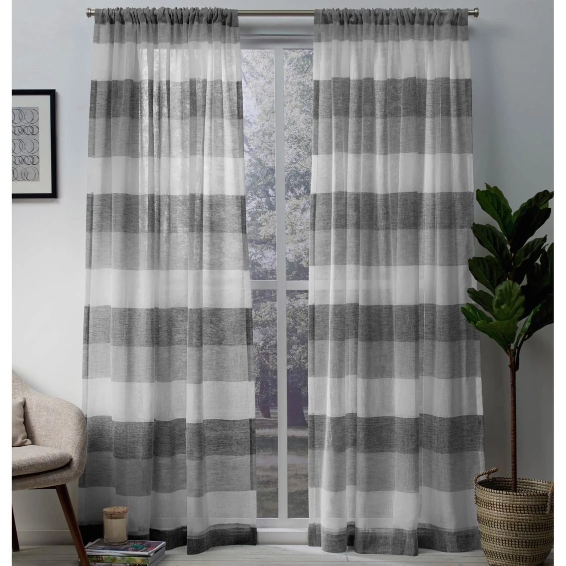 Flash Sale π Exclusive Home Bern Stripe Sheer Rod Pocket Window Curtain Panels 54 X 96 In. 2 Pk. π― 1 Flash Sale π Exclusive Home Bern Stripe Sheer Rod Pocket Window Curtain Panels 54 X 96 In. 2 Pk. π―