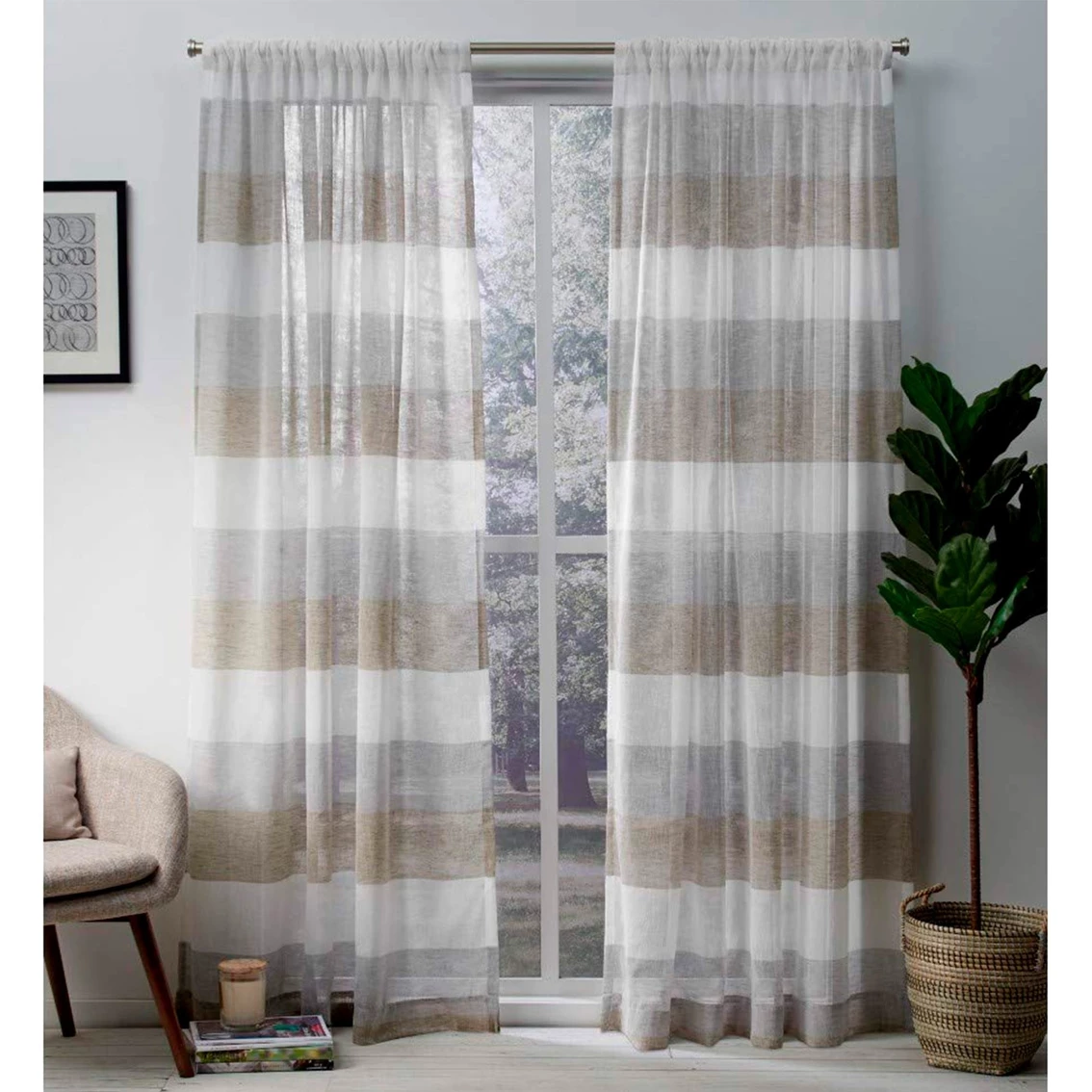 Flash Sale π Exclusive Home Bern Stripe Sheer Rod Pocket Window Curtain Panels 54 X 96 In. 2 Pk. π― 2 Flash Sale π Exclusive Home Bern Stripe Sheer Rod Pocket Window Curtain Panels 54 X 96 In. 2 Pk. π― - Image 2