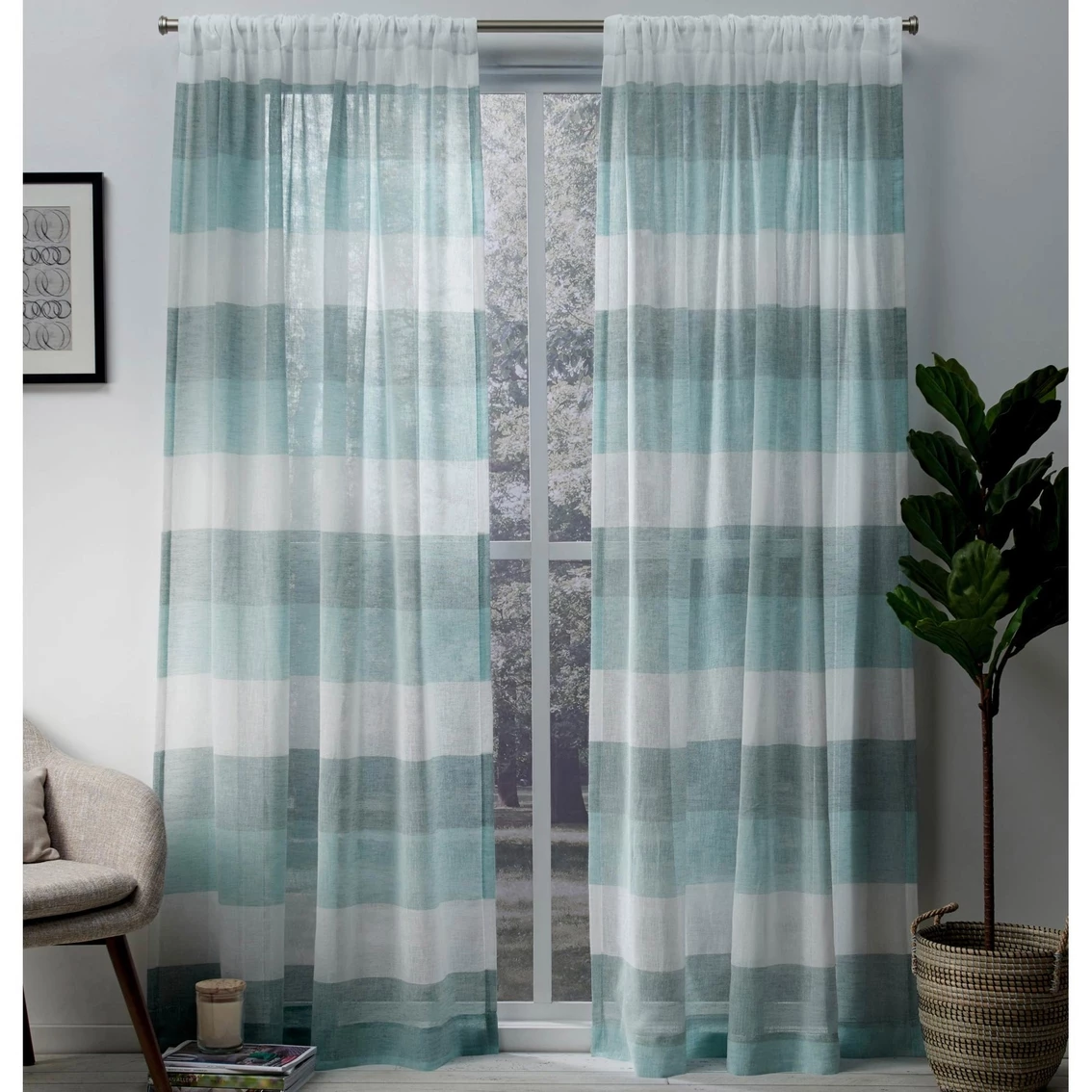 Flash Sale π Exclusive Home Bern Stripe Sheer Rod Pocket Window Curtain Panels 54 X 96 In. 2 Pk. π― 3 Flash Sale π Exclusive Home Bern Stripe Sheer Rod Pocket Window Curtain Panels 54 X 96 In. 2 Pk. π― - Image 3