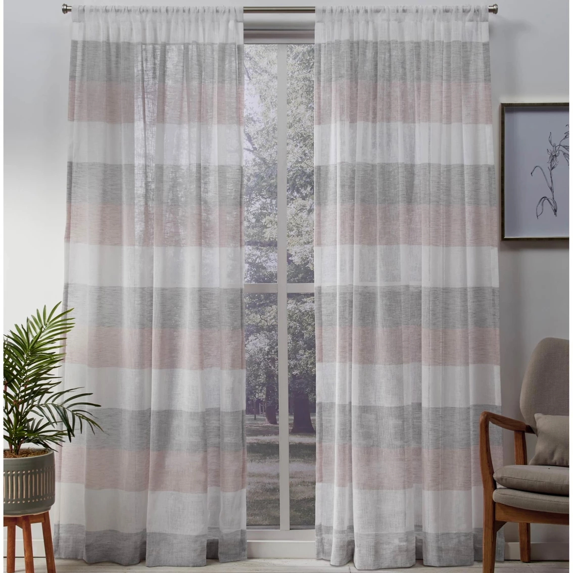 Flash Sale π Exclusive Home Bern Stripe Sheer Rod Pocket Window Curtain Panels 54 X 96 In. 2 Pk. π― 5 Flash Sale π Exclusive Home Bern Stripe Sheer Rod Pocket Window Curtain Panels 54 X 96 In. 2 Pk. π― - Image 5
