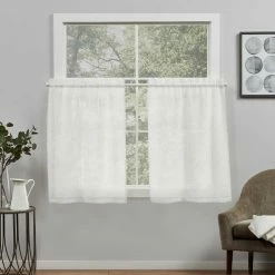 Best Pirce 🔥 Exclusive Home Belgian Sheer Rod Pocket Tier Panel Pair 26 X 24 🎁