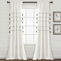 Discount 😀 Lush Decor Farmhouse Boho Stripe Woven Yarn Dyed Cotton Window Panels Set 🔔