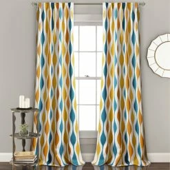 Hot Sale ✔️ Lush Decor Mid Century Geo Room Darkening Window Curtain Panels Set ⌛