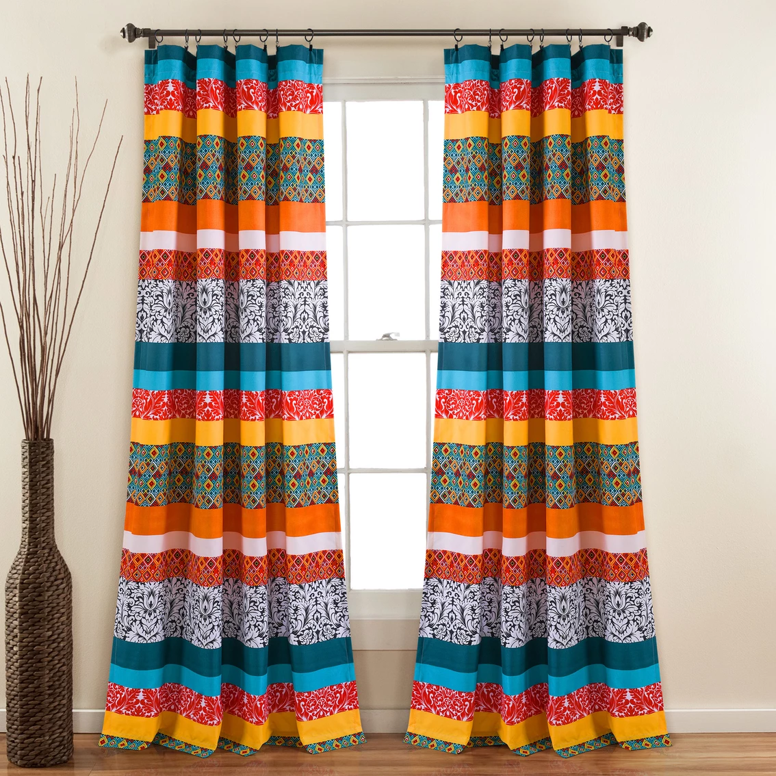 Best Pirce 🔥 Lush Decor Boho Stripe Window Curtain Panels 2 Pc. Set 👍