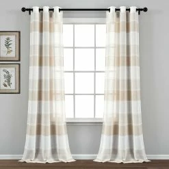 Top 10 🤩 Lush Decor Textured Stripe Grommet Sheer Window Curtain 38x84 In. 2 Pc. Set ⭐