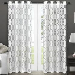 New 🌟 Exclusive Home Rio Burnout Sheer Grommet Top Curtain Panel Pair ❤️