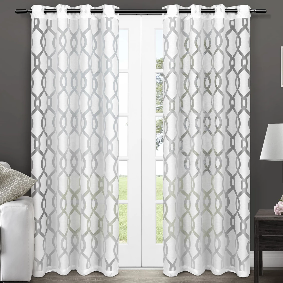 New π Exclusive Home Rio Burnout Sheer Grommet Top Curtain Panel Pair β€οΈ 1 New π Exclusive Home Rio Burnout Sheer Grommet Top Curtain Panel Pair β€οΈ