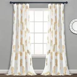 Budget 👍 Lush Decor Pineapple Toss Window Curtain Panels 2 Pc. Set 💯