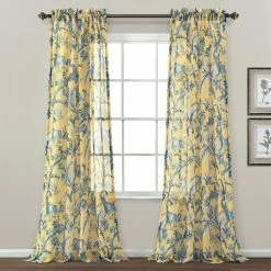 Best Pirce 👏 Lush Decor Dolores Sheer Yellow 52 In. X 84 In. Window Curtain Panels 2 Pc. Set ⌛