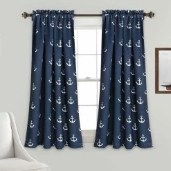 Flash Sale ❤️ Lush Decor Anchor Room Darkening Navy 52 X 63 In. Window Curtain 2 Pc. Set 🤩