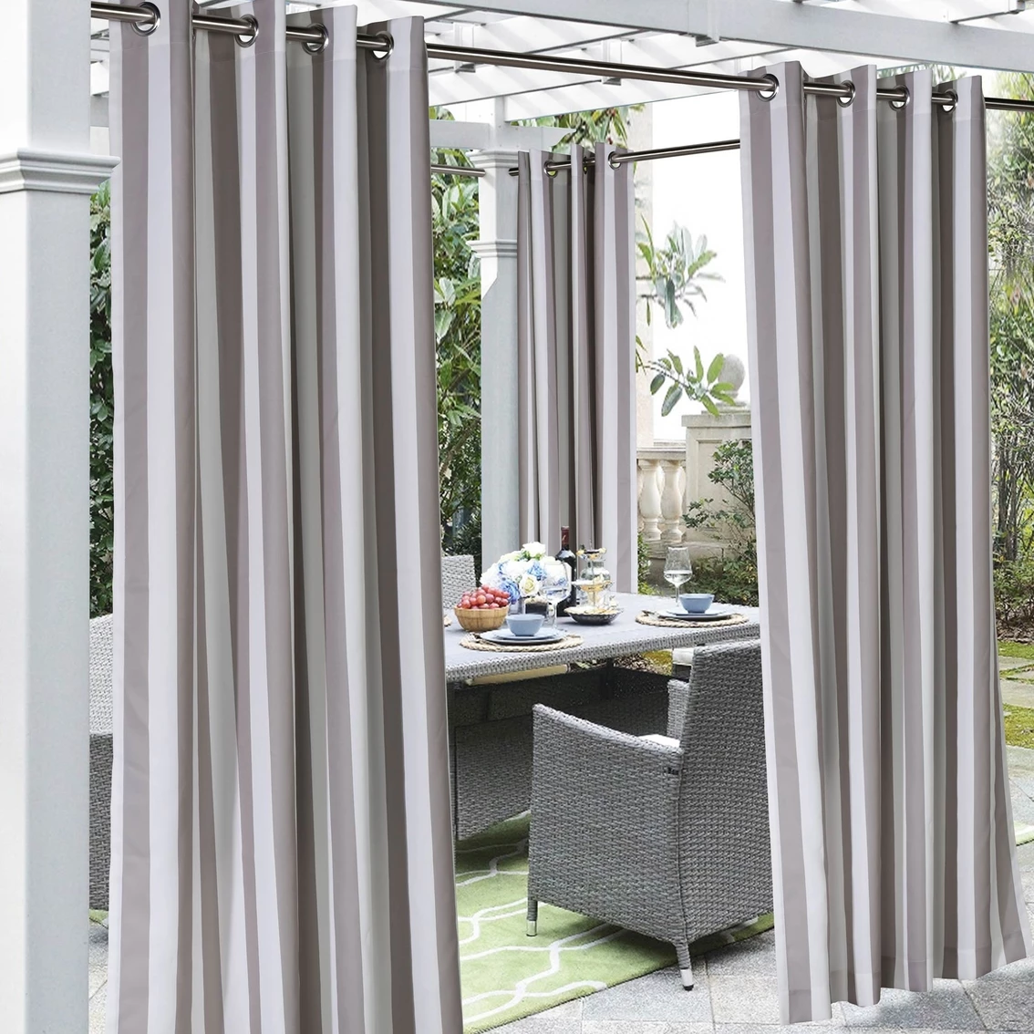 Cheap π Commonwealth Home Fashions Coastal Stripe Outdoor Grommet Top Panel π 2 Cheap π Commonwealth Home Fashions Coastal Stripe Outdoor Grommet Top Panel π - Image 2