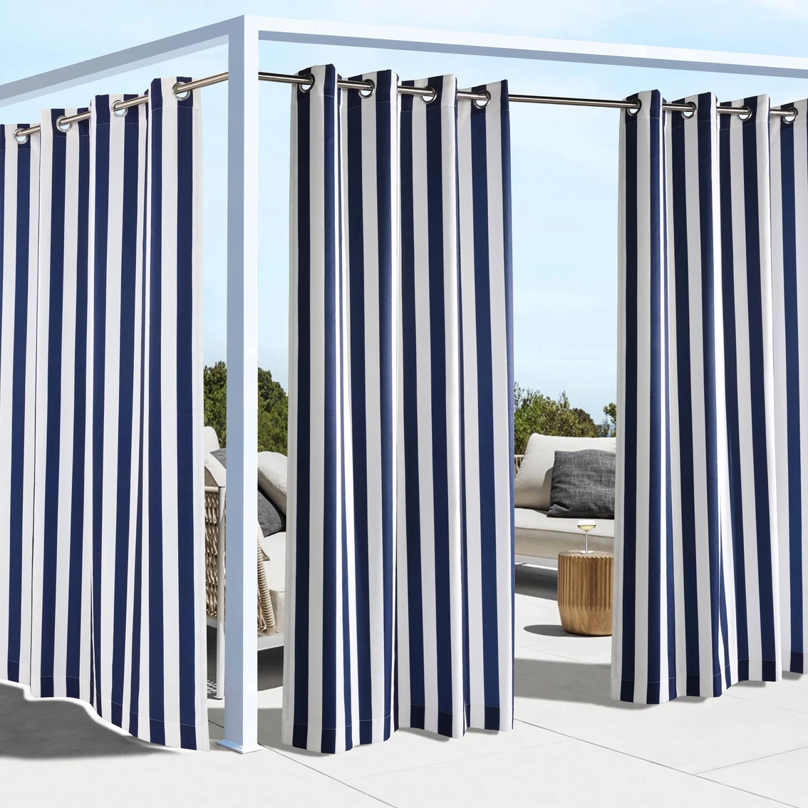 Cheap π Commonwealth Home Fashions Coastal Stripe Outdoor Grommet Top Panel π 4 Cheap π Commonwealth Home Fashions Coastal Stripe Outdoor Grommet Top Panel π - Image 4