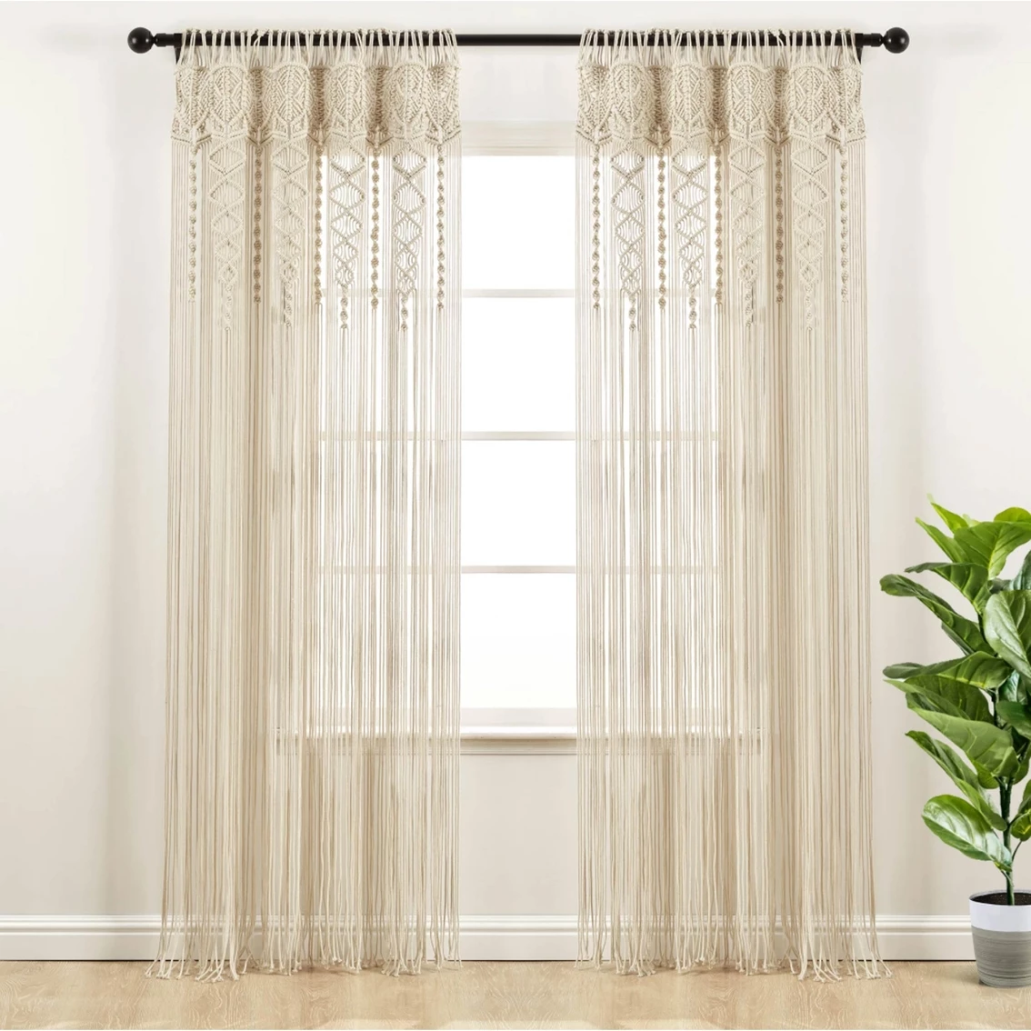 Promo π Lush Decor Boho Macrame Textured Cotton Window Curtain Single 40X84 π― 1 Promo π Lush Decor Boho Macrame Textured Cotton Window Curtain Single 40X84 π―