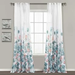 New ⭐ Lush Decor Zuri Flora Sheer Window Curtain Panels Set ✔️