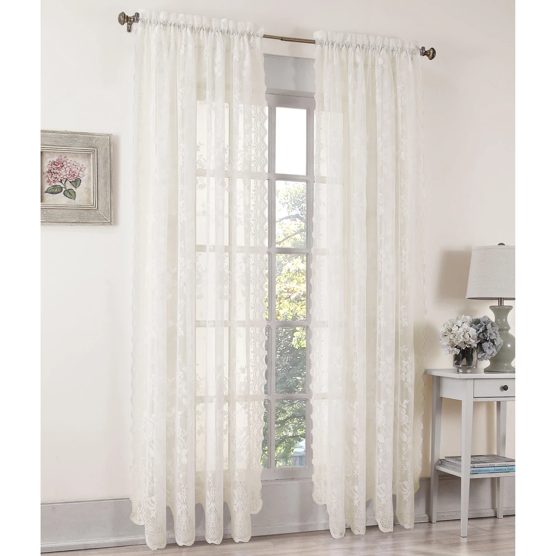 Budget ๐ฅ S. Lichtenberg Alison Lace Curtain Panel And Valance ๐