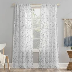 Best Sale 😍 No. 918 Rosella Embroidered Floral Sheer Rod Pocket Curtain Panel, White 🔥