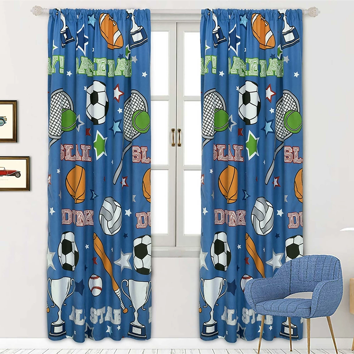 Brand new β€οΈ Royale Linens Kidz MixGame Day Window Panel Pair 48 X 84 In. π€© 1 Brand new β€οΈ Royale Linens Kidz MixGame Day Window Panel Pair 48 X 84 In. π€©