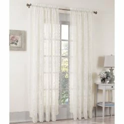 Coupon 🎉 S. Lichtenberg Alison Lace Curtain Panel And Valance, Ivory 58x84 🎁