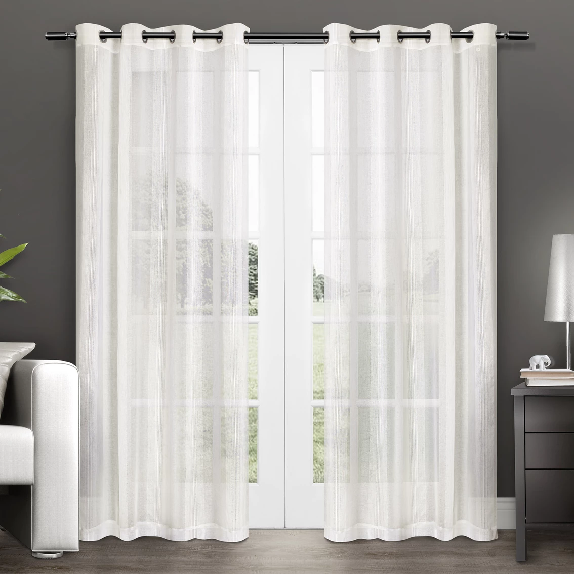 Buy π Exclusive Home Penny Sheer Stripe Grommet Top Curtain Panel Pair π€© 2 Buy π Exclusive Home Penny Sheer Stripe Grommet Top Curtain Panel Pair π€© - Image 2