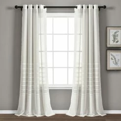 New 🔥 Lush Decor Bridie Grommet Sheer Window Curtain Panels 2 Pc. Set 😀