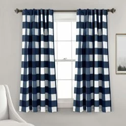 New ✔️ Lush Decor Kelly Checker Room Darkening Window Curtain Panels Set 😍